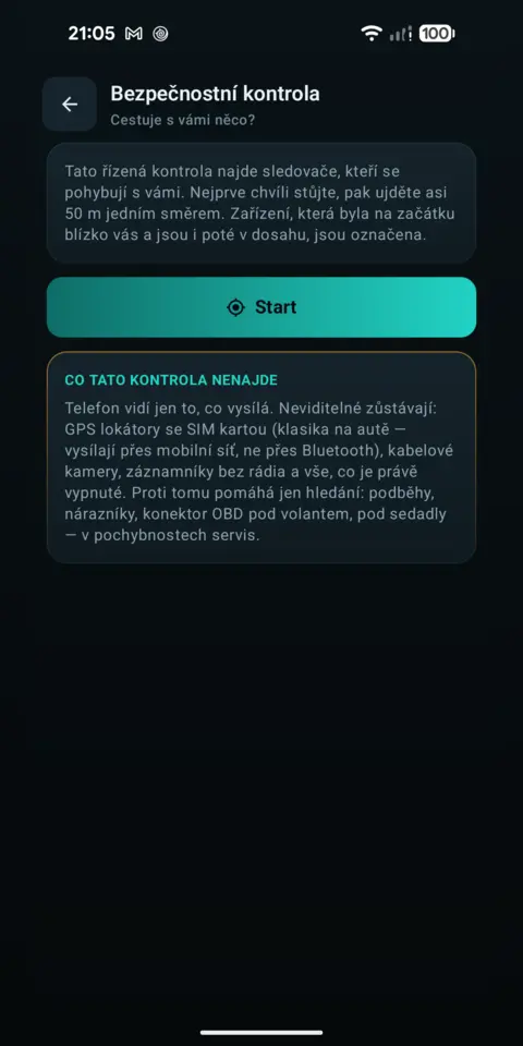Bezpečnostní kontrola — trackersAnywhere
