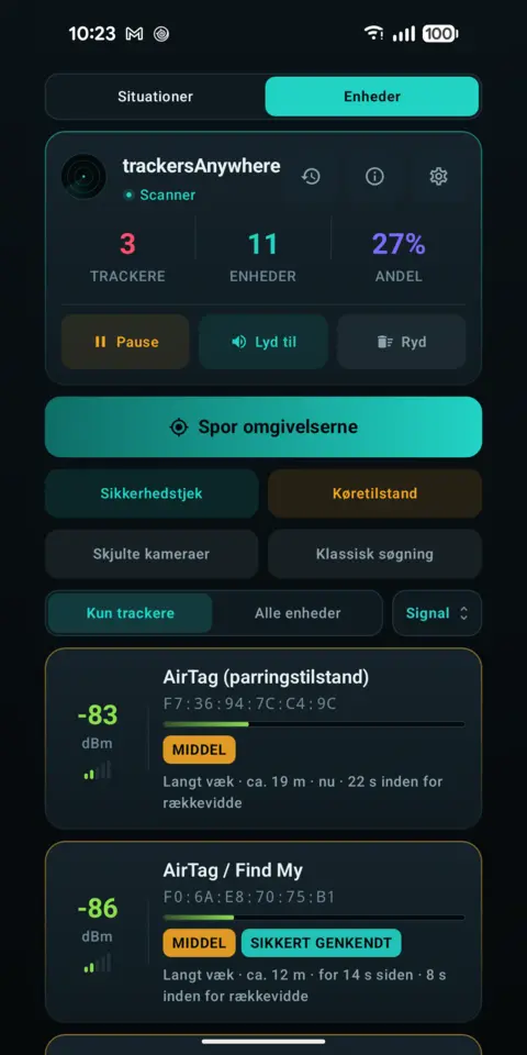 Alle enheder — trackersAnywhere