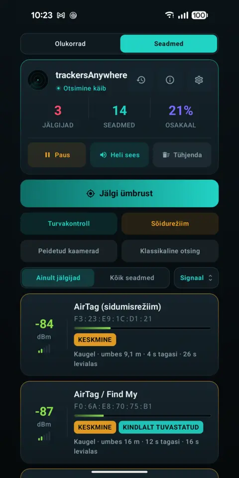 Kõik seadmed — trackersAnywhere