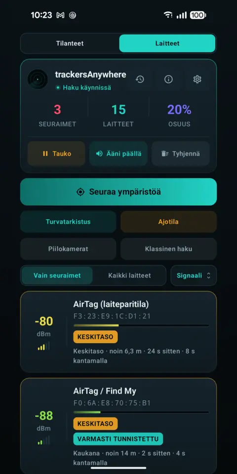Kaikki laitteet — trackersAnywhere