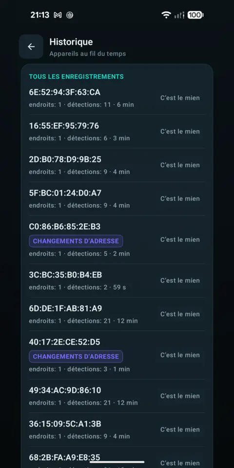 Historique — trackersAnywhere