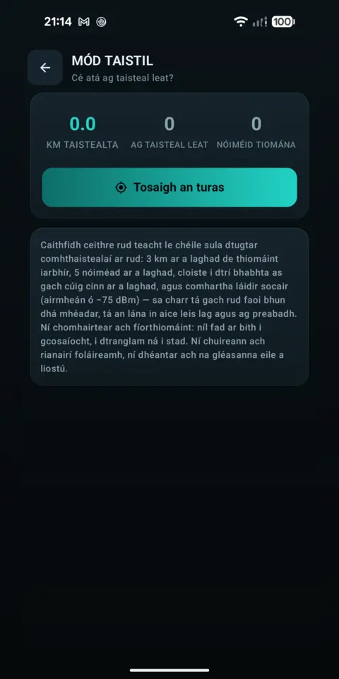 Mód taistil — trackersAnywhere