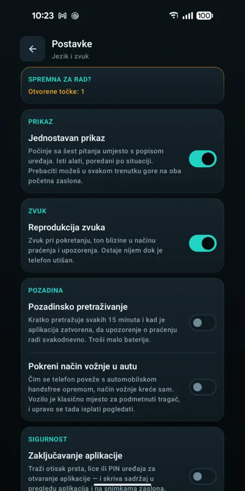 Postavke — trackersAnywhere