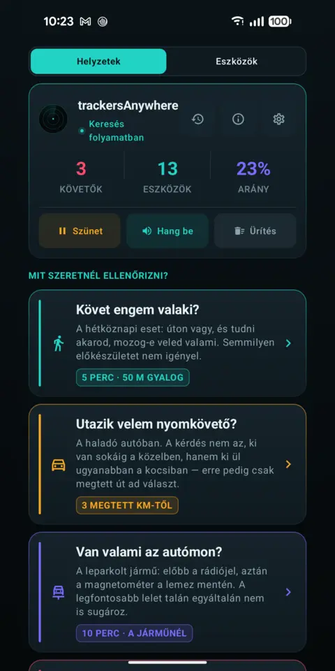 Helyzetek — trackersAnywhere