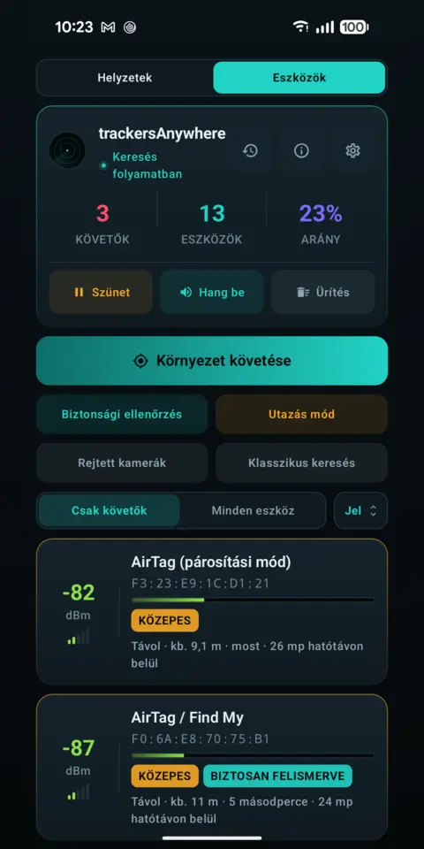 Minden eszköz — trackersAnywhere
