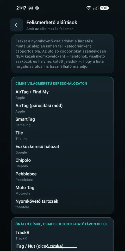 Felismerhető aláírások — trackersAnywhere