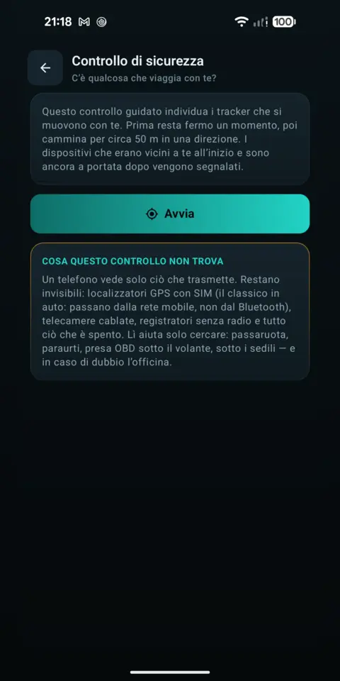 Controllo di sicurezza — trackersAnywhere