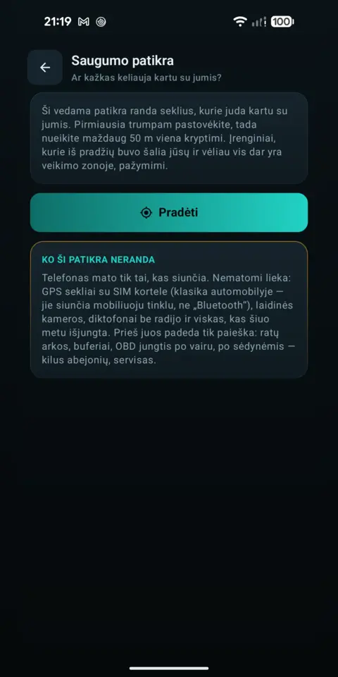 Saugumo patikra — trackersAnywhere
