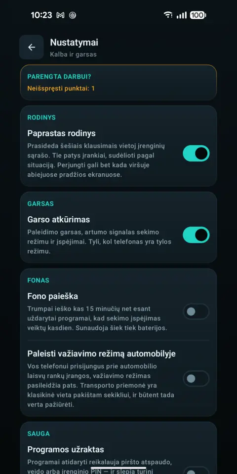 Nustatymai — trackersAnywhere