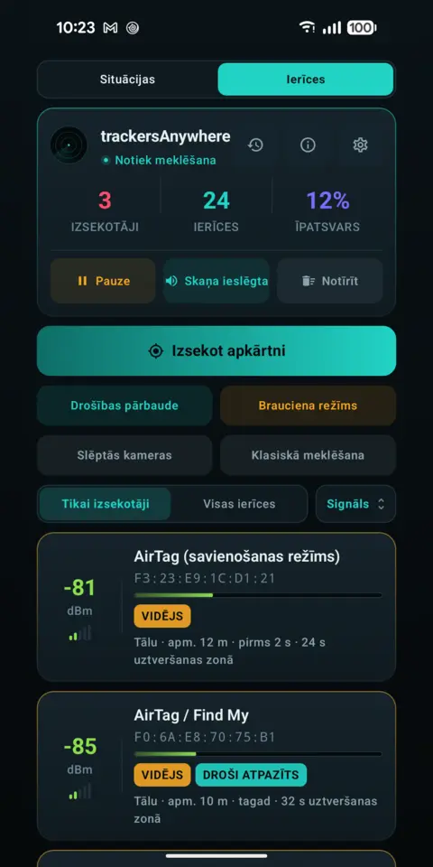 Visas ierīces — trackersAnywhere