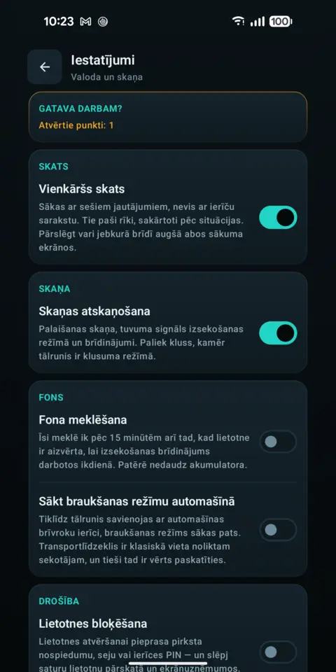 Iestatījumi — trackersAnywhere