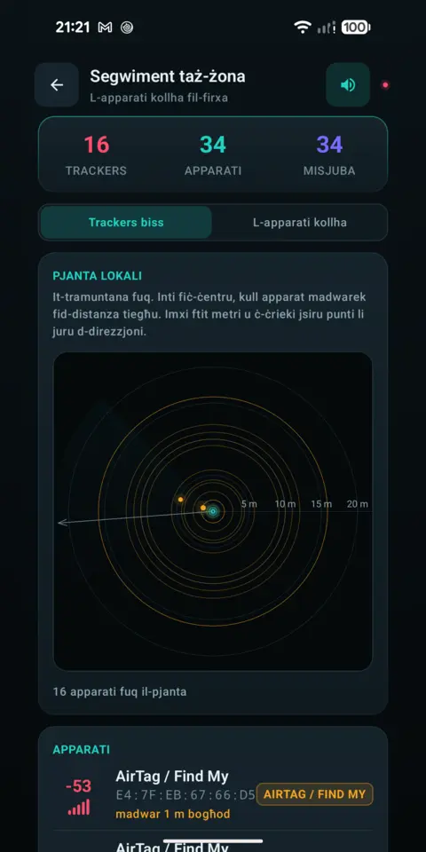Pjanta lokali — trackersAnywhere