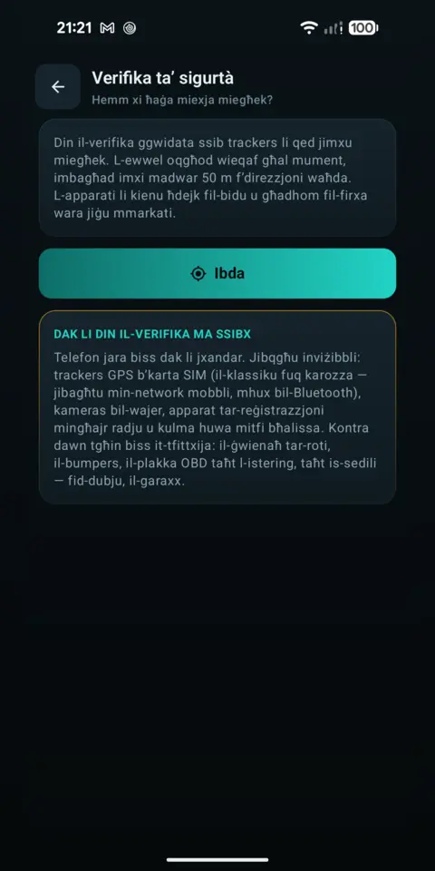 Verifika ta’ sigurtà — trackersAnywhere