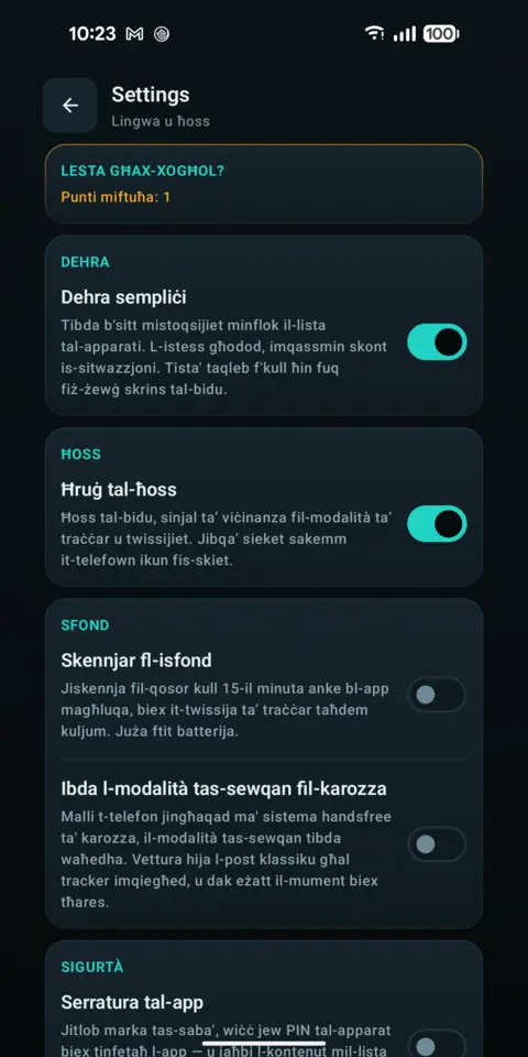 Settings — trackersAnywhere