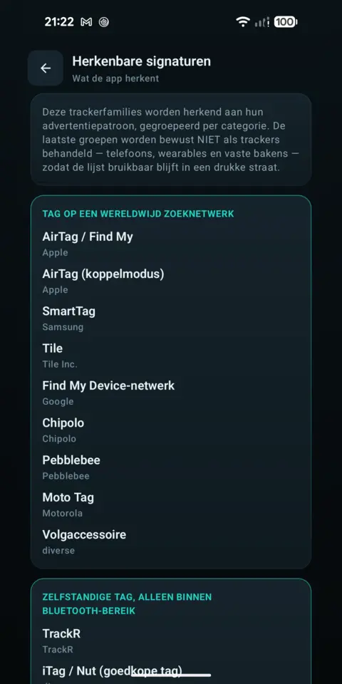 Herkenbare signaturen — trackersAnywhere