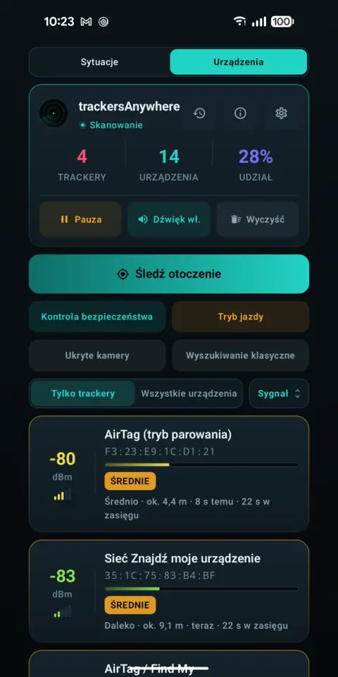 Wszystkie urządzenia — trackersAnywhere