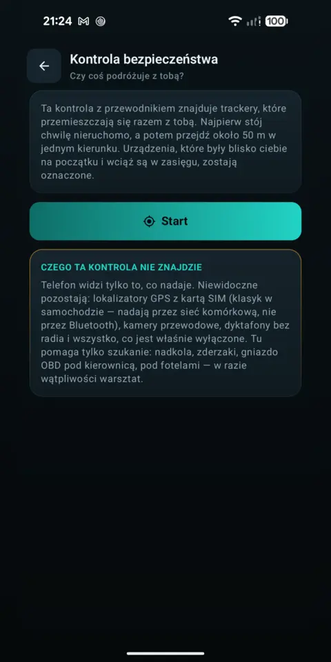 Kontrola bezpieczeństwa — trackersAnywhere