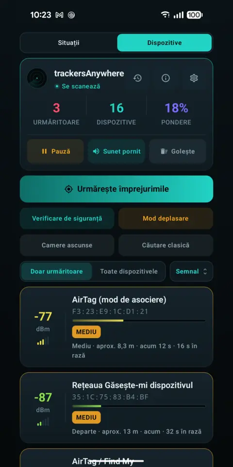 Toate dispozitivele — trackersAnywhere