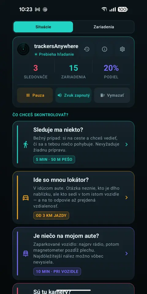 Situácie — trackersAnywhere