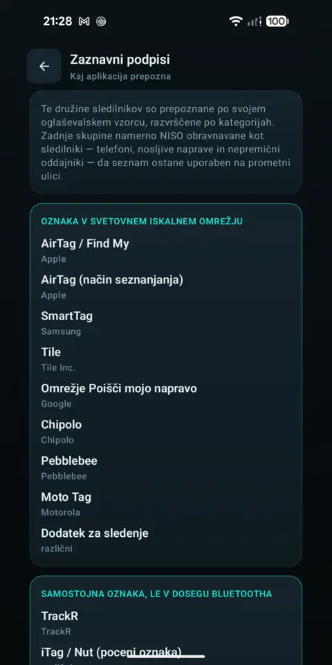Zaznavni podpisi — trackersAnywhere